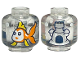 Part No: 28621pb0041  Name: Minifigure, Head without Face with Orange Fish with Yellow Fins and White Face, Castle with Dark Blue Opening on Back Pattern - Vented Stud