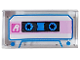 Part No: 3069pb0696  Name: Tile 1 x 2 with Audio Cassette with White Letter A, Bright Pink Stripe, and Blue Trim Pattern