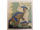 Part No: 42509pb21L  Name: Glass for Window 1 x 6 x 6 Flat Front with Dinosaur, Tan Parasaurolophus with Sand Blue Markings Pattern Model Left Side (Sticker) - Set 76961