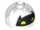 Part No: 553pb028  Name: Brick, Round 2 x 2 Dome Top with Black Batgirl Mask with Pointed Ears and Yellow Eyes Pattern