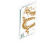 Part No: 57895pb023  Name: Glass for Window 1 x 4 x 6 with Dark Green Lines and Gold Dragon Head and Midsection on White Background Pattern