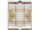 Part No: 60601pb046  Name: Glass for Window 1 x 2 x 2 Flat Front with Gold Lattice, Flowers and Filigree Pattern