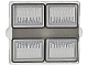 Part No: 60601pb052  Name: Glass for Window 1 x 2 x 2 Flat Front with Silver and Dark Silver Headlights with Black Outlines Pattern