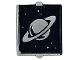 Part No: 60601pb055  Name: Glass for Window 1 x 2 x 2 Flat Front with Saturn and Dots on Black Background Pattern
