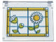Part No: 60603pb025L  Name: Glass for Window 1 x 4 x 3 - Opening with Stained Glass, Bright Light Orange Frame, White Flowers and Lime Leaves Pattern Model Left Side (Sticker) - Set 42671