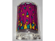 Part No: 85941pb016  Name: Cylinder Half 2 x 4 x 5 with 1 x 2 Cutout with Magenta Curtain with Dark Turquoise and Bright Light Orange Triangles Pattern (Sticker) - Set 41344