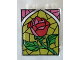 Part No: 87552pb122  Name: Panel 1 x 2 x 2 with Side Supports - Hollow Studs with Red, Bright Green, Lime and Dark Pink Stained Glass Rose Pattern