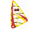 Part No: x772px5  Name: Plastic Triangle 9 x 15 Sail with Red Extreme Team Logo Pattern