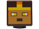 Part No: 19729pb073  Name: Minifigure, Head, Modified Cube with Pixelated Medium Nougat Face, Yellow Eyes and Headband with Orange Trim Pattern (Minecraft Golden Knight)