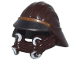 Part No: 47544pb02  Name: Minifigure, Headgear Helmet SW Skiff Guard with Dark Silver and Medium Nougat Visor, White Tusks Pattern