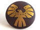 Part No: 75902pb03  Name: Minifigure, Shield Circular Convex Face with Gold Eagle Pattern