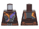 Part No: 973pb5428  Name: Torso SW Dark Silver Mandalorian Armor Plates with Dark Purple, Orange, and Silver Stripes, Reddish Brown Belt with Buckle and Pouches Pattern