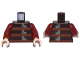 Part No: 973pb5561c01  Name: Torso Pixelated Armor with Reddish Brown Stripes and Silver and Dark Bluish Gray Buckles Pattern / Dark Red Arms / Light Nougat Hands