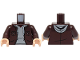Part No: 973pb5622c01  Name: Torso Jacket Open with Pockets over Light Bluish Gray Hoodie and Dark Red Shirt Pattern / Dark Brown Arms / Light Nougat Hands