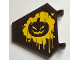 Part No: x1435pb027  Name: Flag 5 x 6 Hexagonal with Dark Brown Evil Pumpkin Face on Yellow Splatter Pattern on Both Sides (Stickers) - Set 70913