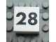 Part No: Mx1022Apb131  Name: Modulex, Tile 2 x 2 (no Internal Supports) with Black Calendar Week Number 28 Pattern