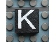 Part No: Mx1022Apb011  Name: Modulex, Tile 2 x 2 (no Internal Supports) with White Capital Letter K Pattern