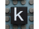 Part No: Mx1022Apb037  Name: Modulex, Tile 2 x 2 (no Internal Supports) with White Lowercase Letter k Pattern