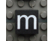 Part No: Mx1022Apb038  Name: Modulex, Tile 2 x 2 (no Internal Supports) with White Lowercase Letter m Pattern