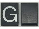 Part No: Mx1043pb07  Name: Modulex, Tile 3 x 4 (no Internal Supports) with White Capital Letter G Pattern