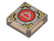 Part No: 3070pb366  Name: Tile 1 x 1 with Metallic Light Blue Mountain on Red Circle (Symbol of Arborea) and Gold Corners Pattern (Dungeons & Dragons Cubic Gate)