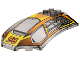 Part No: x224px3  Name: Windscreen 8 x 6 x 2 Curved with '56' and Yellow / Orange / Dark Gray Racing Pattern
