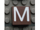 Part No: Mx1022Apb013  Name: Modulex, Tile 2 x 2 (no Internal Supports) with White Capital Letter M Pattern