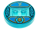 Part No: 18605c01pb13  Name: Dimensions Toy Tag 4 x 4 x 2/3 with 2 Studs and Trans-Light Blue Bottom with Gold Electric Octopus in Dark Azure Hexagon and Ninjago Logogram 'Lightning' on Blue Background Pattern (Jay)