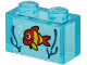 Part No: 3065pb13  Name: Brick 1 x 2 without Bottom Tube with Red Fish with Yellow Stripes and Dark Blue Seagrass on Transparent Background Pattern (Sticker) - Set 60266