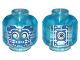 Part No: 3626pb3345  Name: Minifigure, Head Alien Robot with Medium Azure Eyes and Mouth, Dark Blue Panels with Silver Circuitry and Circles Pattern