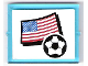 Part No: 3855pb005  Name: Glass for Window 1 x 4 x 3 with Flag of USA and Soccer Ball on White Background Pattern (Sticker) - Set 3411