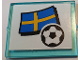 Part No: 3855pb031  Name: Glass for Window 1 x 4 x 3 with Flag of Sweden and Soccer Ball on White Background Pattern (Sticker) - Set 3405