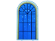 Part No: 65066pb15  Name: Glass for Door Frame 1 x 6 x 7 Arched with Notches and Rounded Pillars with Window Gold Frame, Black Lattice, Blue Sky and White Stars Pattern (Sticker) - Set 43263