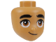 Part No: 101191  Name: Mini Doll, Head Friends with Thick Black Eyebrows, Dark Orange Eyes, and Smirk Pattern