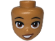 Part No: 106079  Name: Mini Doll, Head Friends with Black Eyebrows, Reddish Brown Eyes and Mouth, Dark Nougat Lips, Open Mouth Crooked Grin Pattern