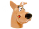 Part No: 20691pb04  Name: Dog Head Great Dane Scooby-Doo with Black Nose and Red Tongue Licking Chops Pattern