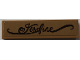 Part No: 2431pb0927  Name: Tile 1 x 4 with Dark Brown Script 'Josefine' Pattern (Sticker) - Set 41702