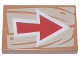 Part No: 26603pb091  Name: Tile 2 x 3 with Red and White Arrow on Tan Wood Grain Background Pattern
