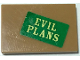 Part No: 26603pb371  Name: Tile 2 x 3 with Bright Light Yellow 'EVIL PLANS' on Green Background Pattern (Sticker) - Set 70922