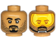 Part No: 28621pb0152  Name: Minifigure, Head Dual Sided Black Eyebrows, Goatee, and Stubble, Neutral / Bright Light Orange Visor, Chin Strap Pattern - Vented Stud