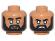 Part No: 28621pb0331  Name: Minifigure, Head Dual Sided Thick Black Eyebrows, Moustache, and Full Beard, Medium Azure Eyes, Dark Orange Scars, Neutral / Angry Open Mouth with Teeth Pattern - Vented Stud