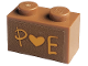 Part No: 3004pb265  Name: Brick 1 x 2 with Bright Light Orange 'P Heart E' Pattern (Sticker) - Set 41447