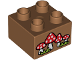 Part No: 3437pb111  Name: Duplo, Brick 2 x 2 with Toadstools / Mushrooms and Grass Pattern
