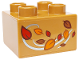 Part No: 3437pb124  Name: Duplo, Brick 2 x 2 with Red, Orange and Reddish Brown Leaves and Silver Wind Swirls Pattern