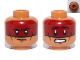 Part No: 3626bpb0967  Name: Minifigure, Head Dual Sided Dark Red Face Paint Determined / Scared Pattern (Red Knee) - Blocked Open Stud