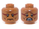 Part No: 3626cpb0961  Name: Minifigure, Head Dual Sided Wrinkles and Dark Red Face Paint, Mouth Closed / Mouth Open Scared Pattern - Hollow Stud