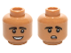Part No: 3626cpb1462  Name: Minifigure, Head Dual Sided Black Eyebrows, White Pupils with Open Mouth Smile / Worried Pattern (Raj Koothrappali) - Hollow Stud