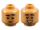 Part No: 3626cpb2831  Name: Minifigure, Head Dual Sided Male Black Eyebrows, Lopsided Grin with Dimple / Open Mouth Smile with Teeth, Chin Dimple Pattern - Hollow Stud
