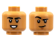 Part No: 3626cpb2884  Name: Minifigure, Head Dual Sided, Black Eyebrows, Smile with Teeth / Grin with Raised Eyebrow Right Pattern - Hollow Stud
