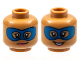 Part No: 3626cpb2967  Name: Minifigure, Head Dual Sided Female Blue Domino Mask, Dark Pink Lips, Grin / Open Smile Pattern - Hollow Stud